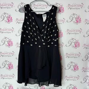 R&M Richards Black and White Polka Dot Dress sparkly zip up back